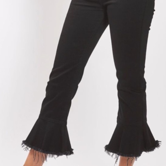 Topshop Moto Dree Cropped Kick Flare Black Jeans F. - Picture 4 of 16